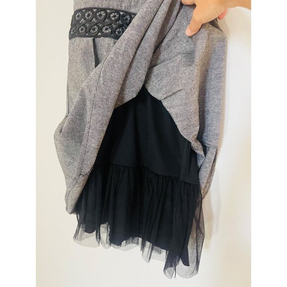 Charlotte Russe Small Gray Wool Blend Dress With Lace Waist & Satin Tie - Picture 5 of 5